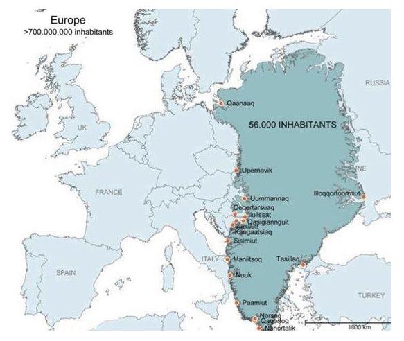 Size of Greenland illustrated